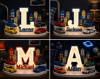 🚗 Personalized Adventure Wheels Name Lamp