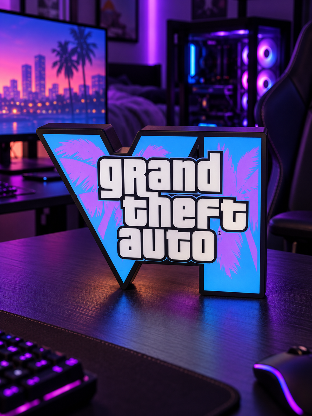 GTA VI Inspired LED Lamp | Gaming Room Decor & Gamer Gift