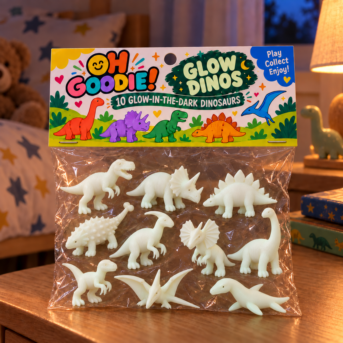 Glow in the Dark Dinosaur Toys for Kids – Set of 10 Glow Dinos
