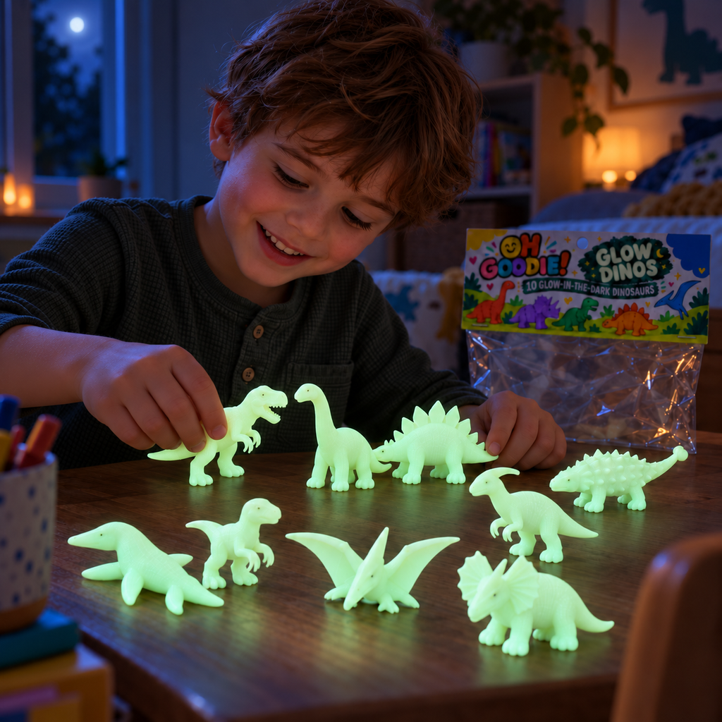 Glow in the Dark Dinosaur Toys for Kids – Set of 10 Glow Dinos
