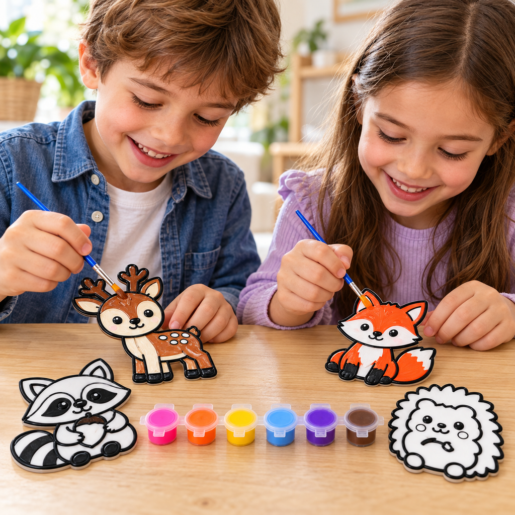 Paint Your Own Animals Kit for Kids | 4 Animal Figures + Paints & Brushes