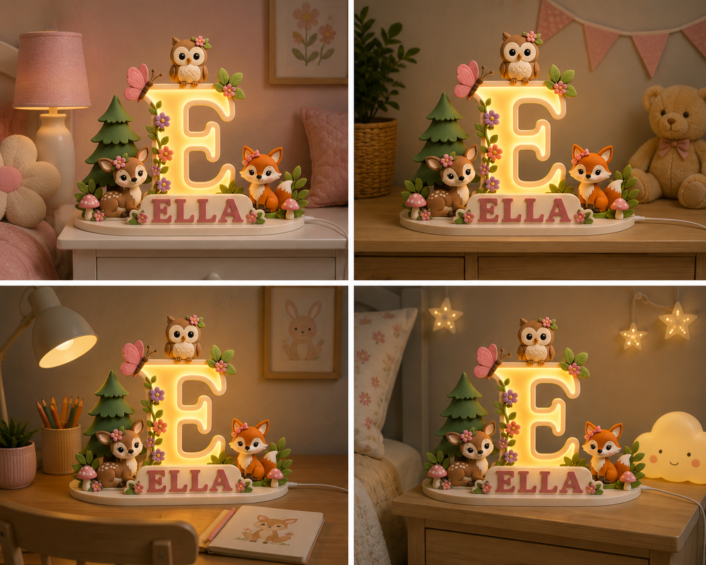 🌲 Personalized Enchanted Forest Name Lamp