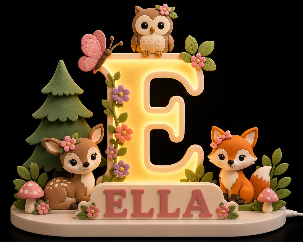 🌲 Personalized Enchanted Forest Name Lamp