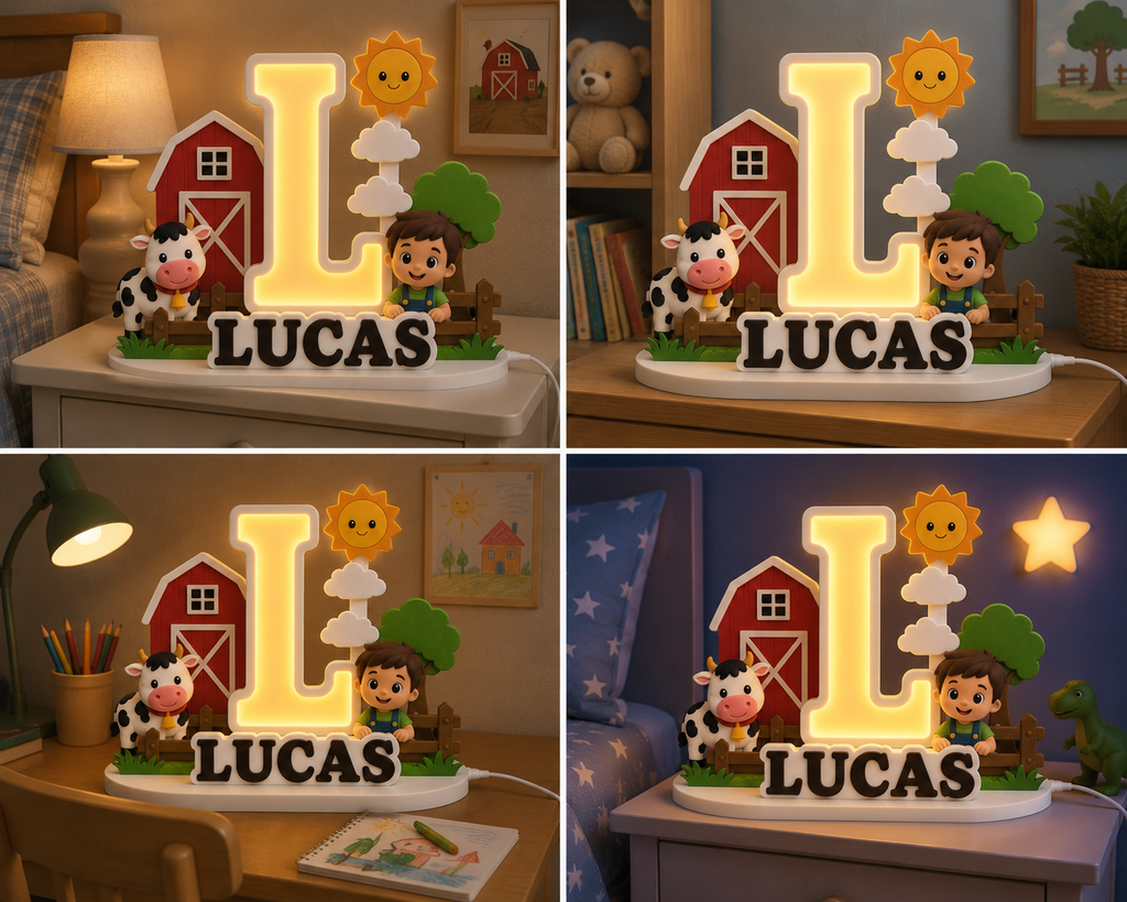 🚜 Personalized Little Farm Name Lamp