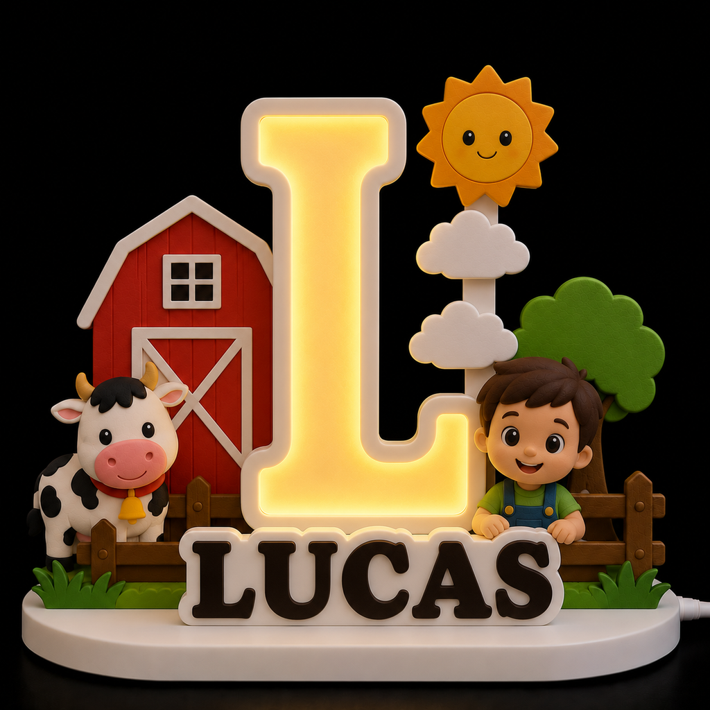 🚜 Personalized Little Farm Name Lamp