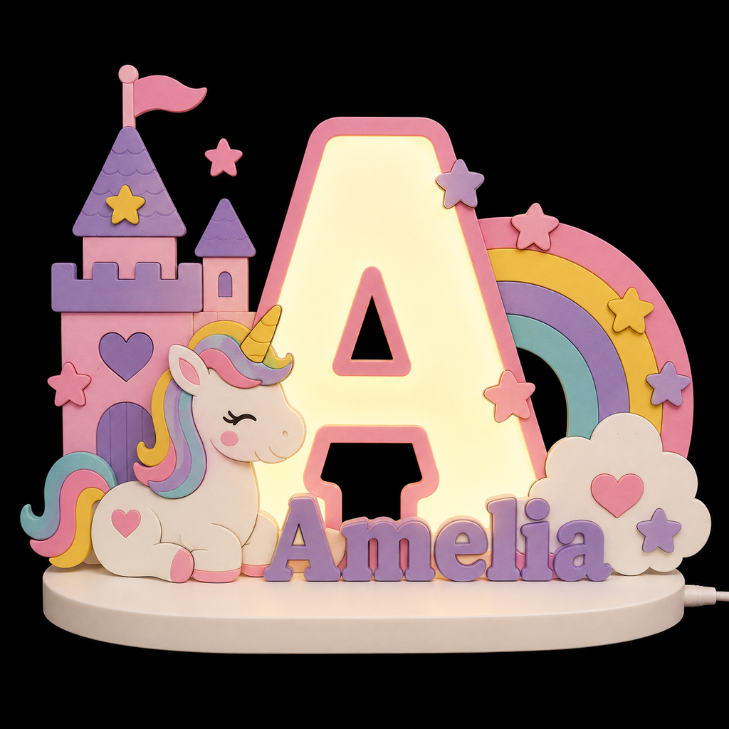 🦄 Personalized Enchanted Unicorn Name Lamp ⭐