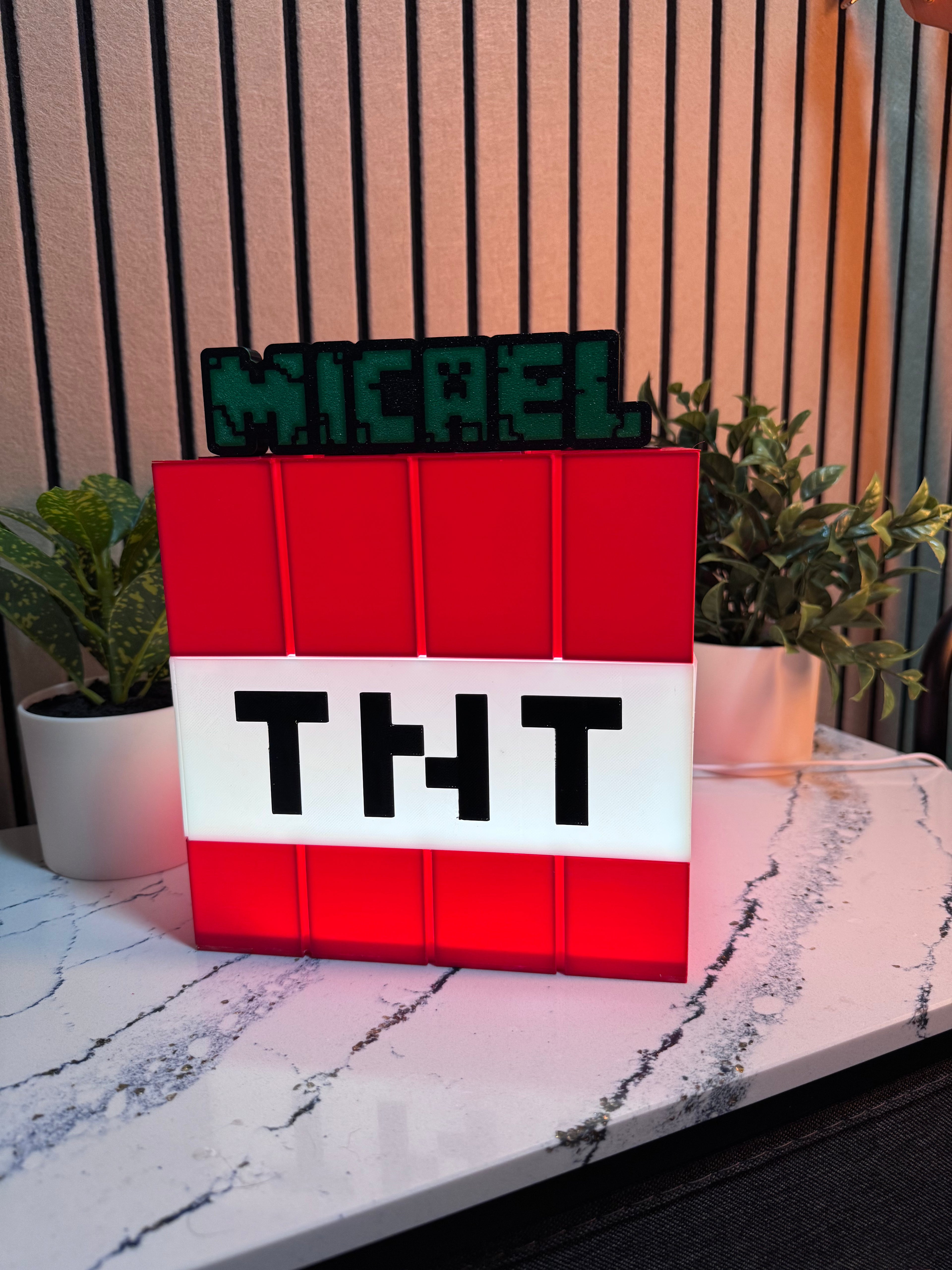 Personalized Minecraft Pixel Block TNT LED Name Lamp | Gaming Room Decor