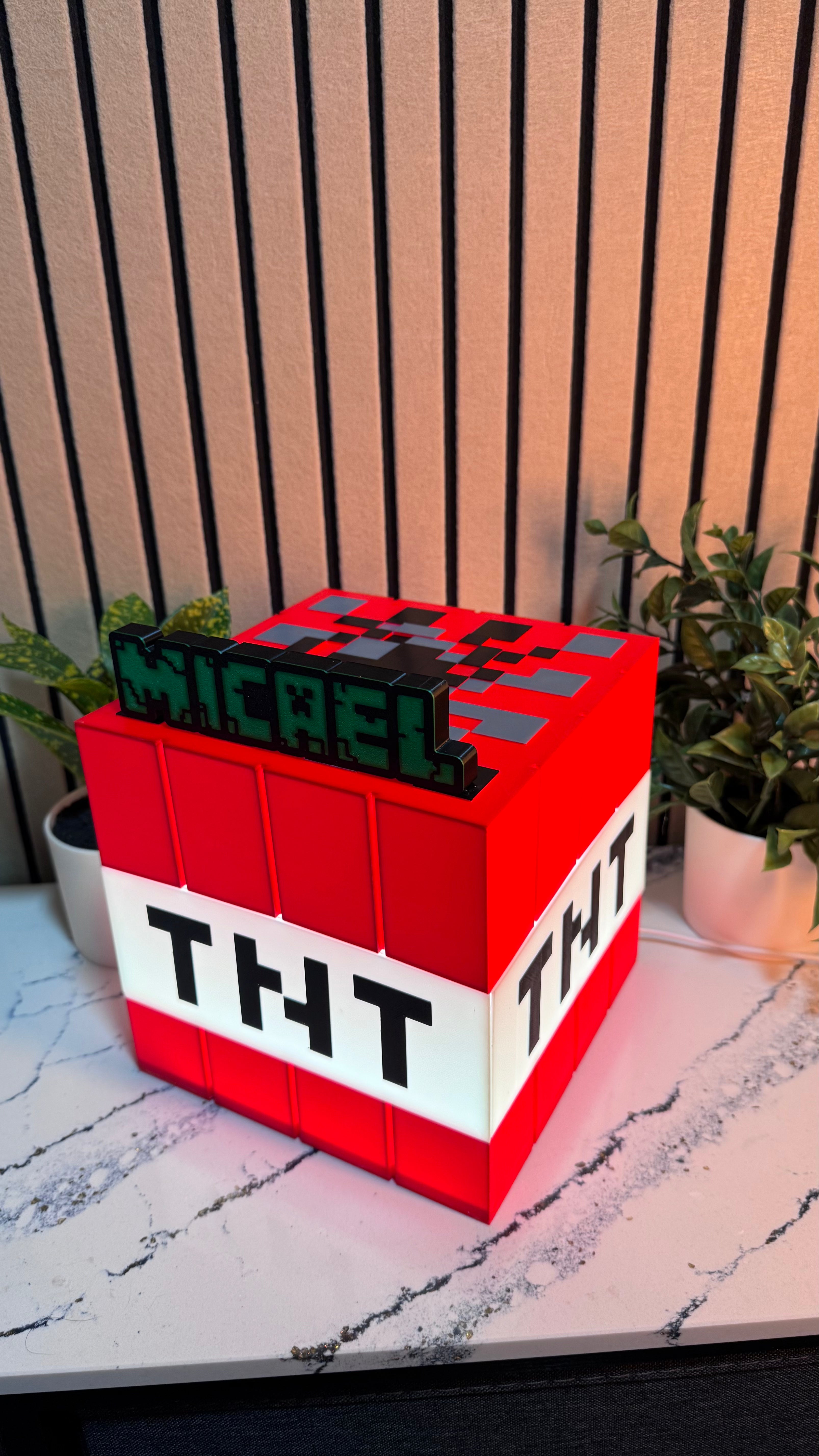 Personalized Minecraft Pixel Block TNT LED Name Lamp | Gaming Room Decor