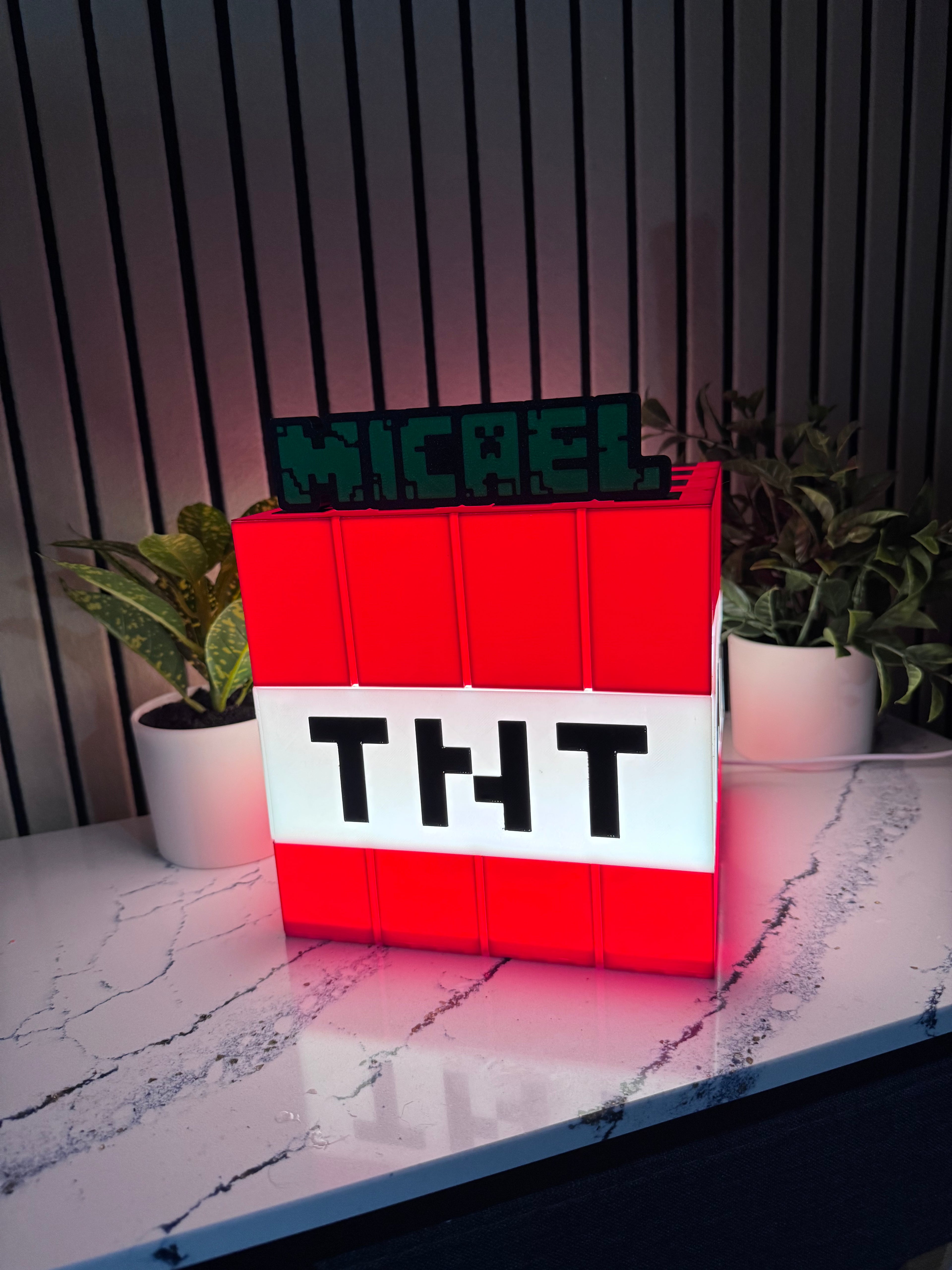 Personalized Minecraft Pixel Block TNT LED Name Lamp | Gaming Room Decor