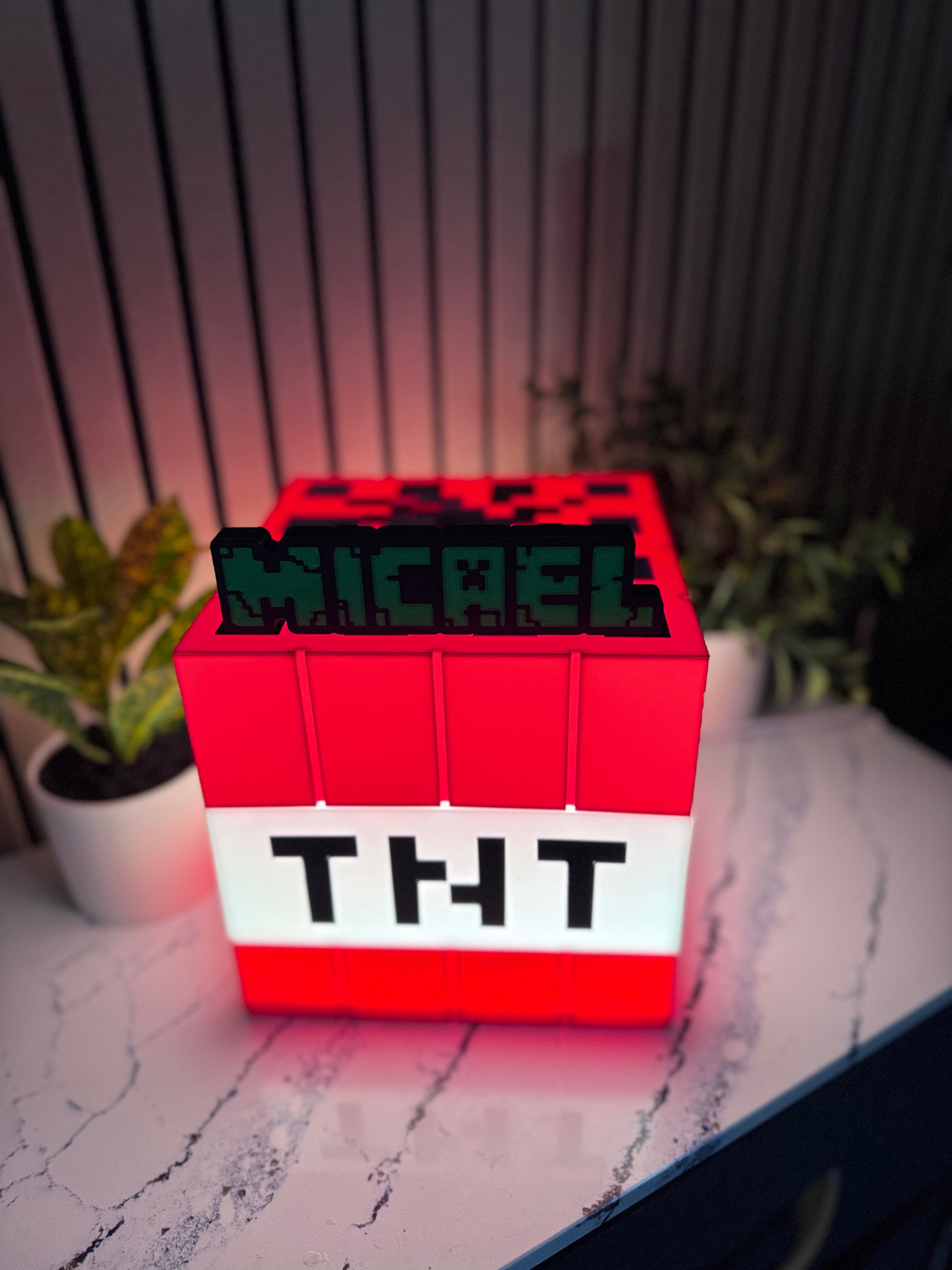 Personalized Minecraft Pixel Block TNT LED Name Lamp | Gaming Room Decor