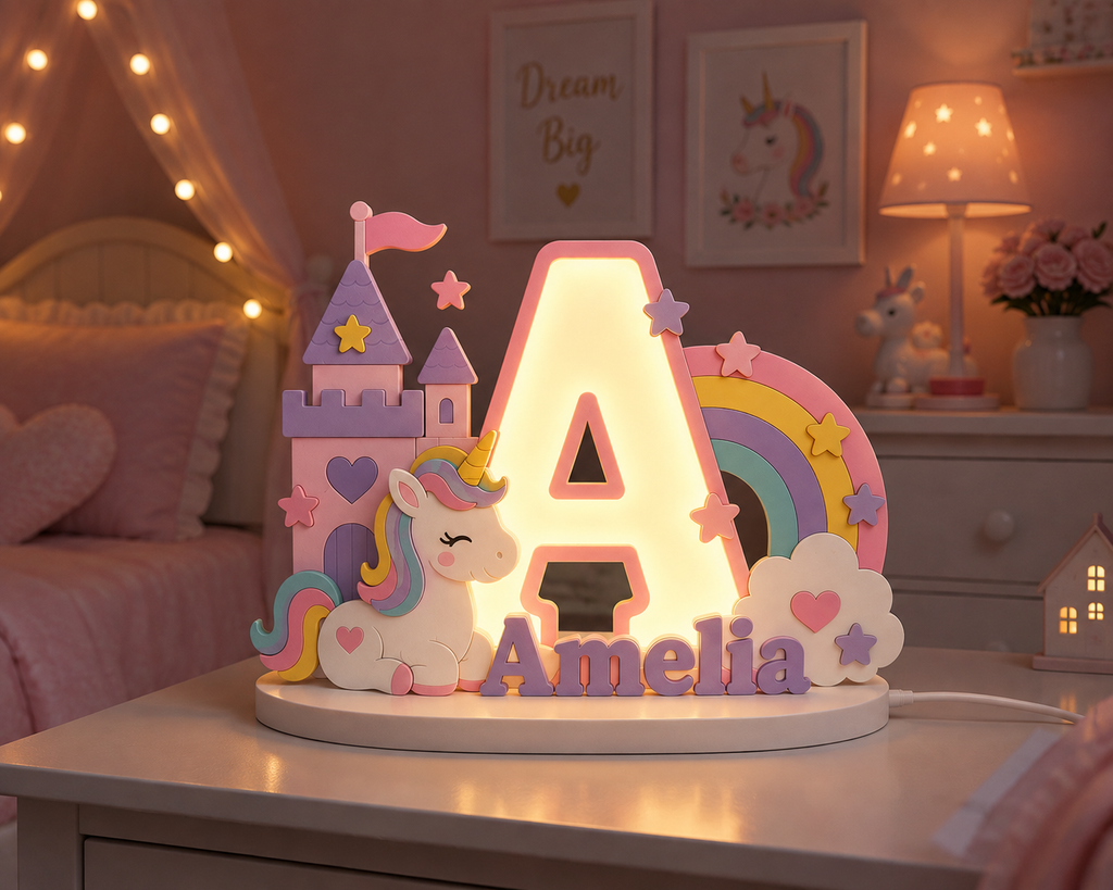 🦄 Personalized Enchanted Unicorn Name Lamp ⭐