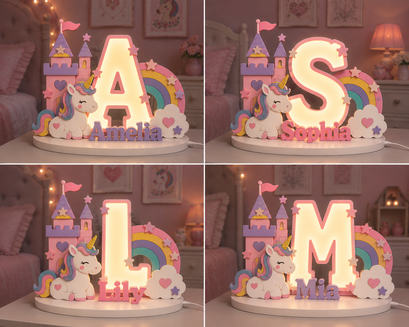 🦄 Personalized Enchanted Unicorn Name Lamp ⭐
